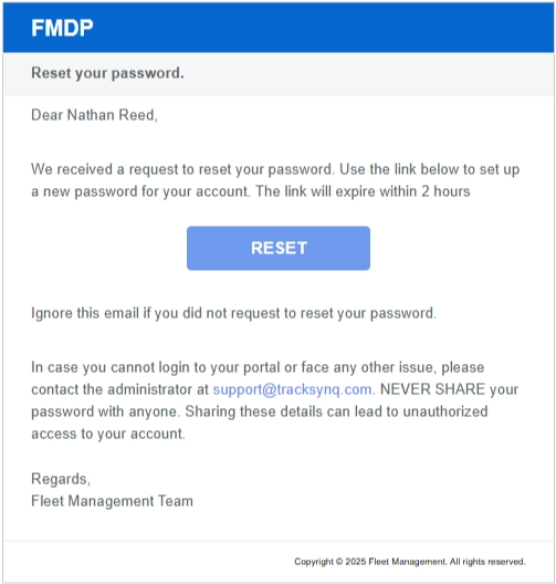 Reset Password Email