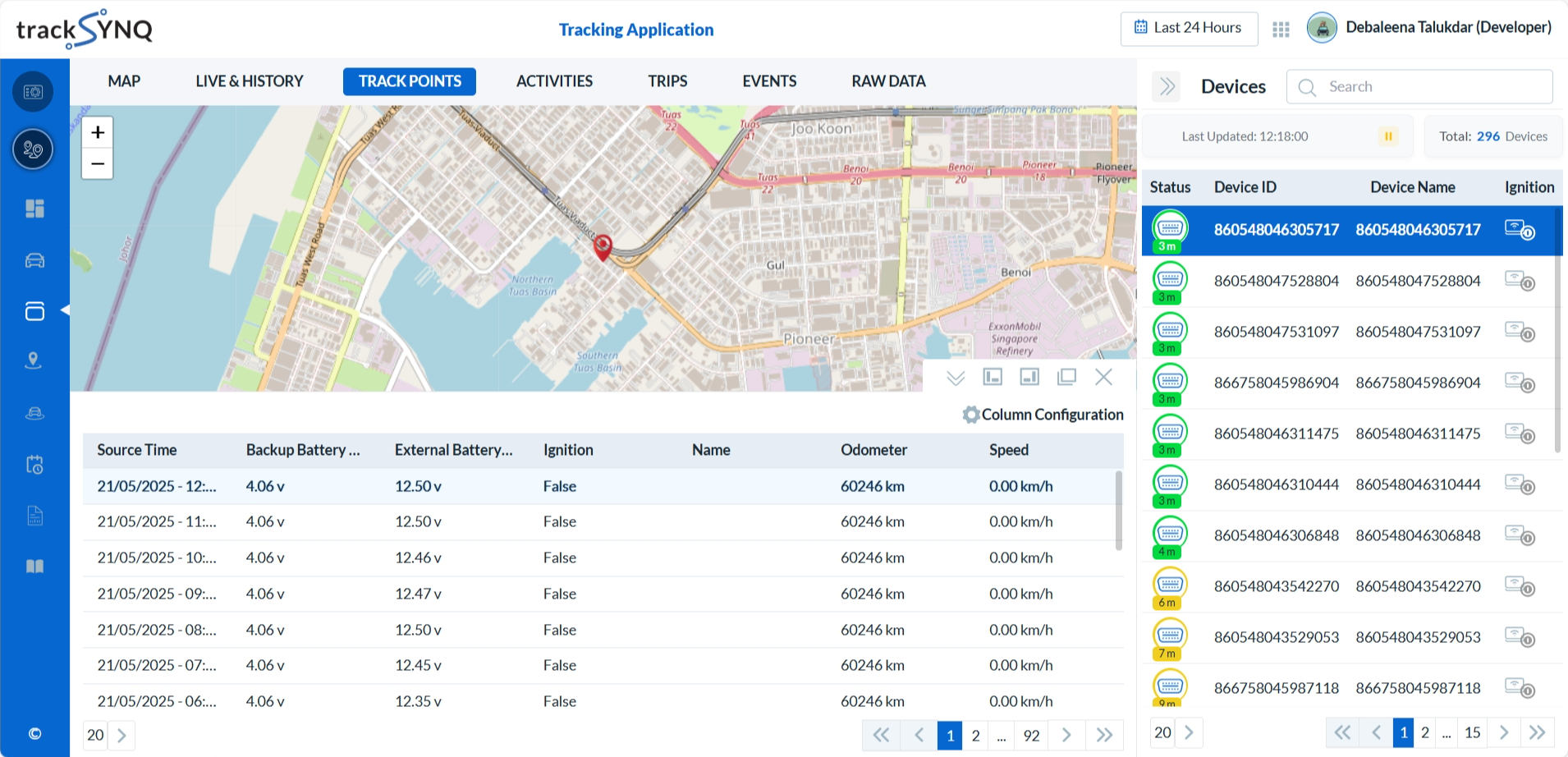 Tracking Device Track Points