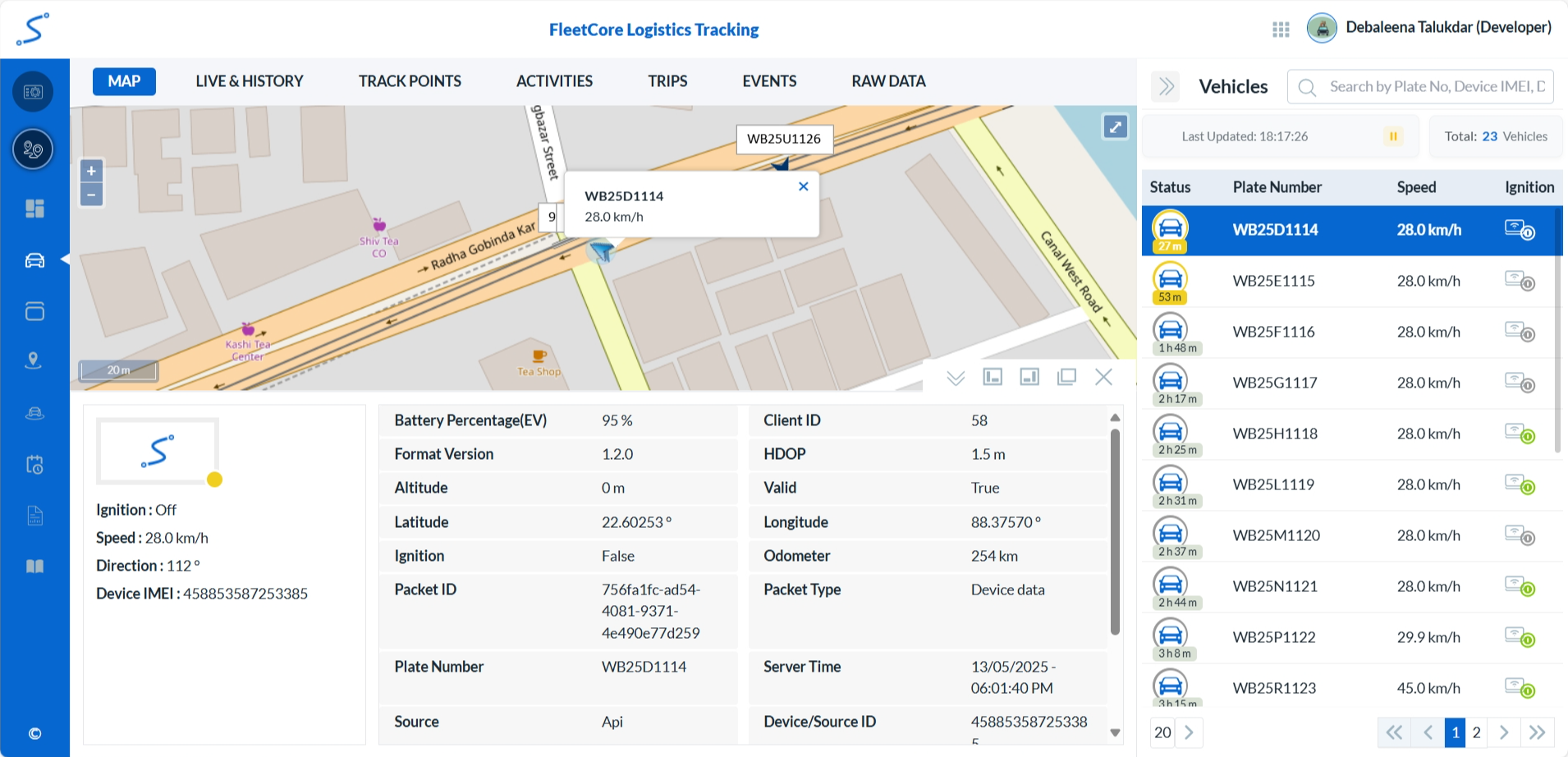 Tracking Vehicle Map